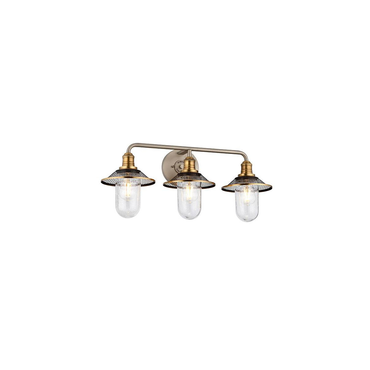 5024005673811 - Lighting QN-RIGBY3-BATH-AN quintiesse Wandleuchte Rigby E27 40W IP44 Stahl Nickel antik & Messing  Blasenglas klar L22cm H304cm B686cm dimmbar