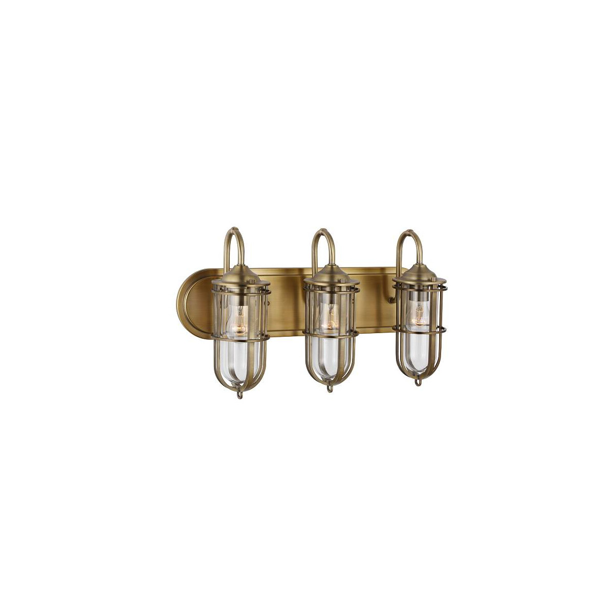 5024005389712 - Lighting QN-URBANREST3 quintiesse Wandleuchte Urban Restoration E27 3x40W IP44 antik Messing dunkel Glas klar H311cm B543cm dimmbar - Elstead