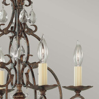 Feiss Kronleuchter Chateau E14 60W Stahl, Kristall; Bronze m