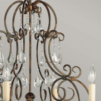 Feiss Kronleuchter Chateau E14 60W Stahl, Kristall; Bronze m
