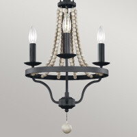 Feiss Kronleuchter Nori E14 40W Stahl, Holz; Zink verwittert