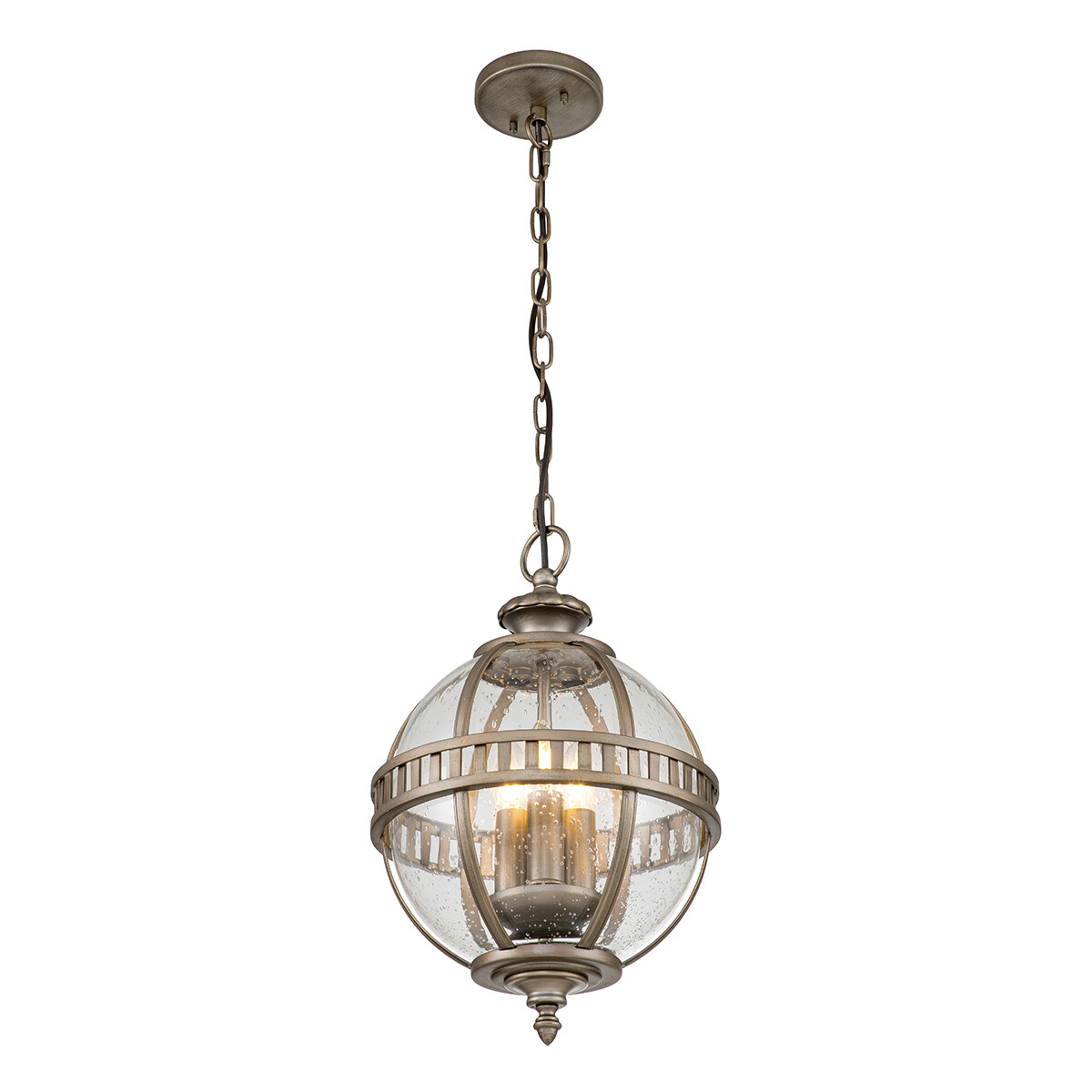 KL-HALLERON-8M-BU Hängeleuchte Halleron E14 40W IP44 Messing Aluminium Glas klar Bronze brüniert B305cm Ø305cm dimmbar höhenverstellbar - Kichler