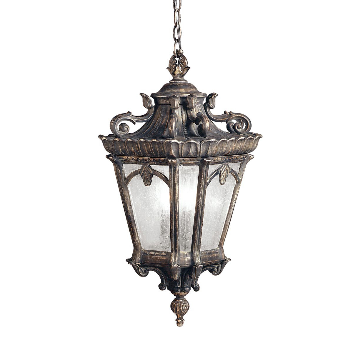 Elstead - Kichler KL-TOURNAI8G-XL Hängeleuchte Tournai 4xE27 100W IP44 Aluminiumguss grau Blasenglas H90-400cm Ø432cm dimmbar höhenverstellbar