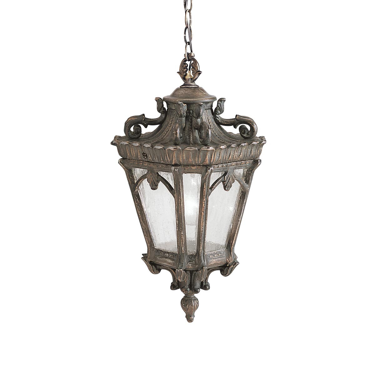 Kichler KL-TOURNAI8-XL Hängeleuchte Tournai 3xE14 60W IP44 Aluminiumguss grau Blasenglas H68-300cm Ø305cm dimmbar höhenverstellbar