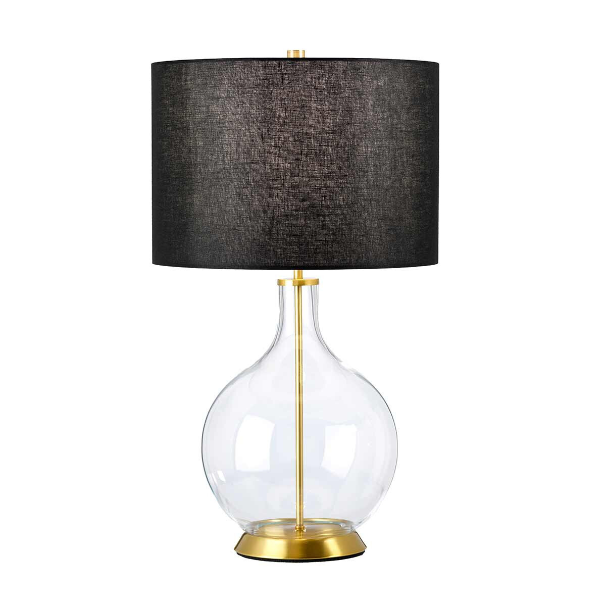 Elstead Lighting Tischleuchte Orb E27 60W Glas, Stahl, Kunstleinen, Altmessing H:67cm B:36cm Ø36cm