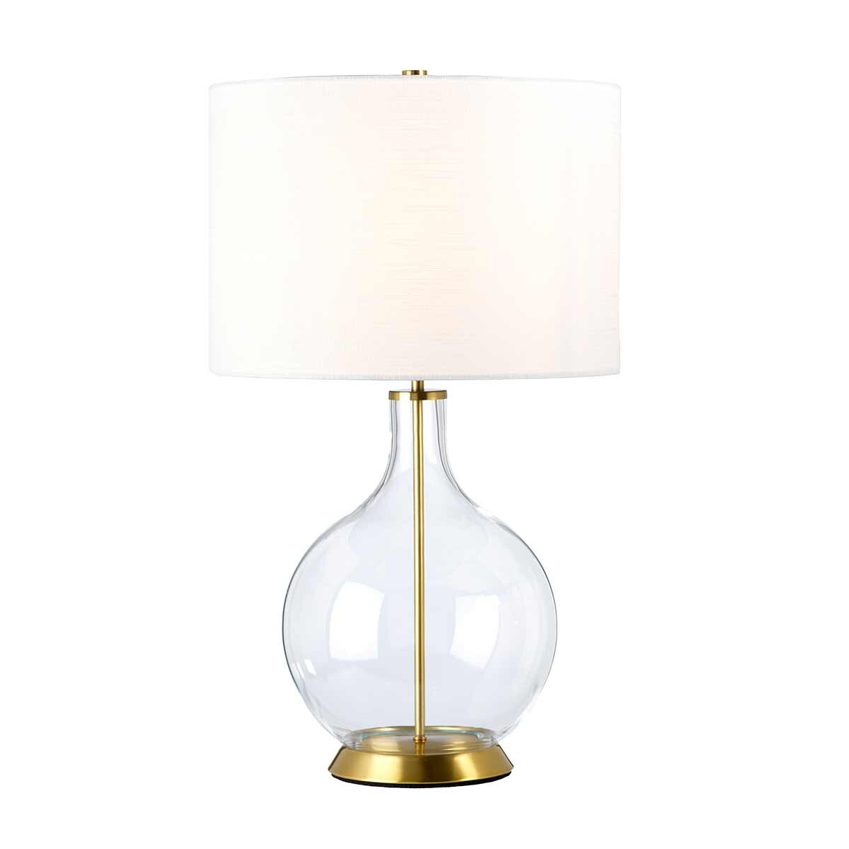 Elstead Lighting Tischleuchte Orb E27 60W Glas, Stahl, Kunstleinen, Altmessing H:67cm B:36cm Ø36cm