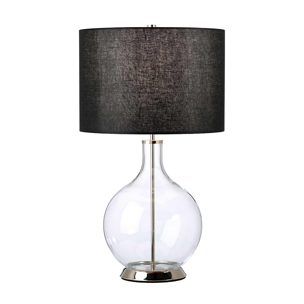 Elstead Lighting Tischleuchte Orb E27 60W Glas, Stahl, Kunstleinen, Nickel poliert H:67cm B:36cm Ø36cm