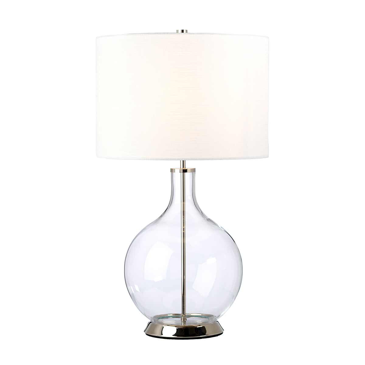 Elstead Lighting Tischleuchte Orb E27 60W Glas, Stahl, Kunstleinen, Nickel poliert H:67cm B:36cm Ø36cm