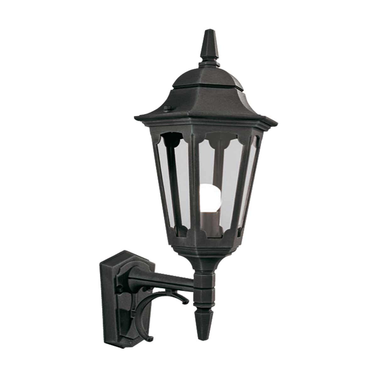 Lighting PR1-BLACK Wandleuchte Parish 1xE27 Druckguss-Aluminium schwarz Glas H52cm B23cm IP44 dimmbar - Elstead