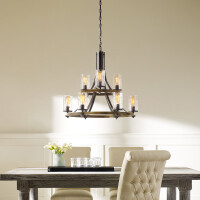 Feiss Angelo Kronleuchter E27 Distressed Weathered Oak &