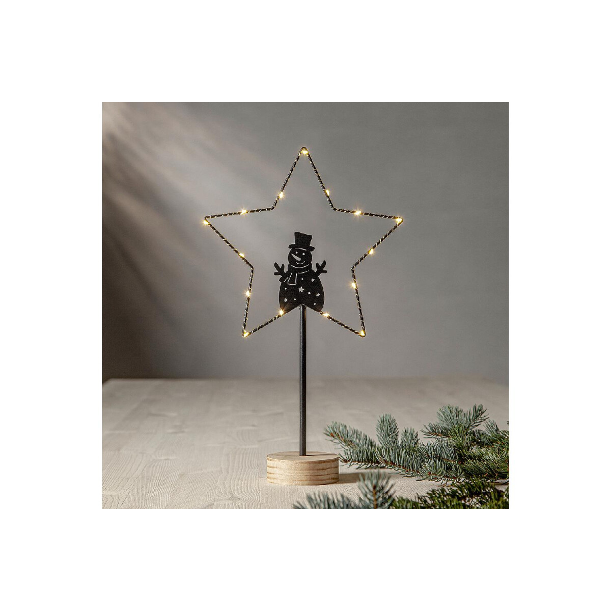 LED Standleuchte Star mit Batterie und Holzfuss