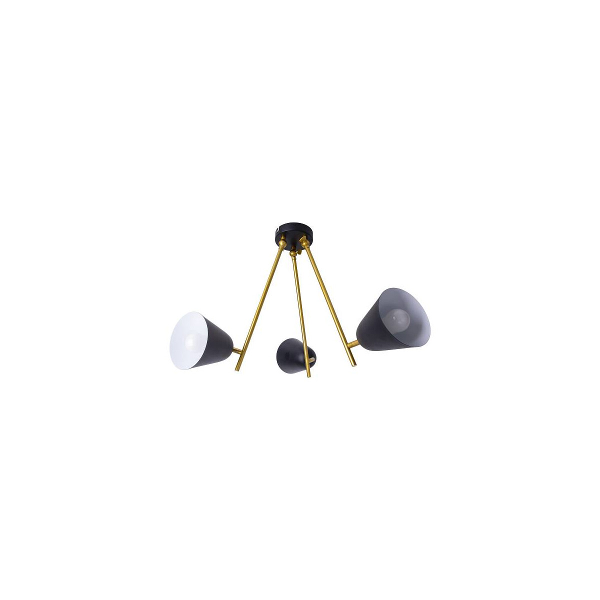 Deckenlampe Triton, schwarz und gold, dreiflammig