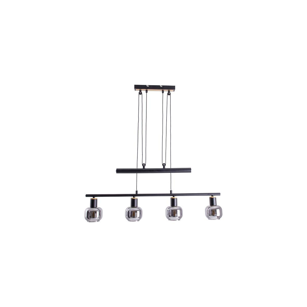 Balken-Pendellampe Fumoso 4-flg. schwarz/rauchgrau