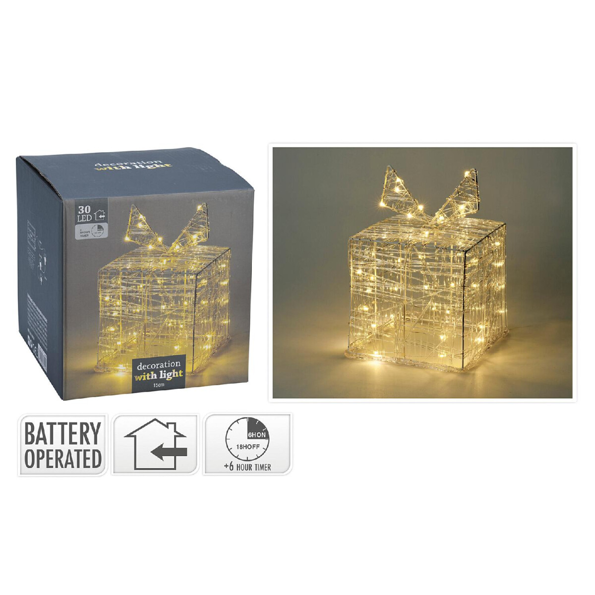 8719202613193 - Nampook Weihnachtslichter Geschenkbox - 30 LED - 15cm hoch