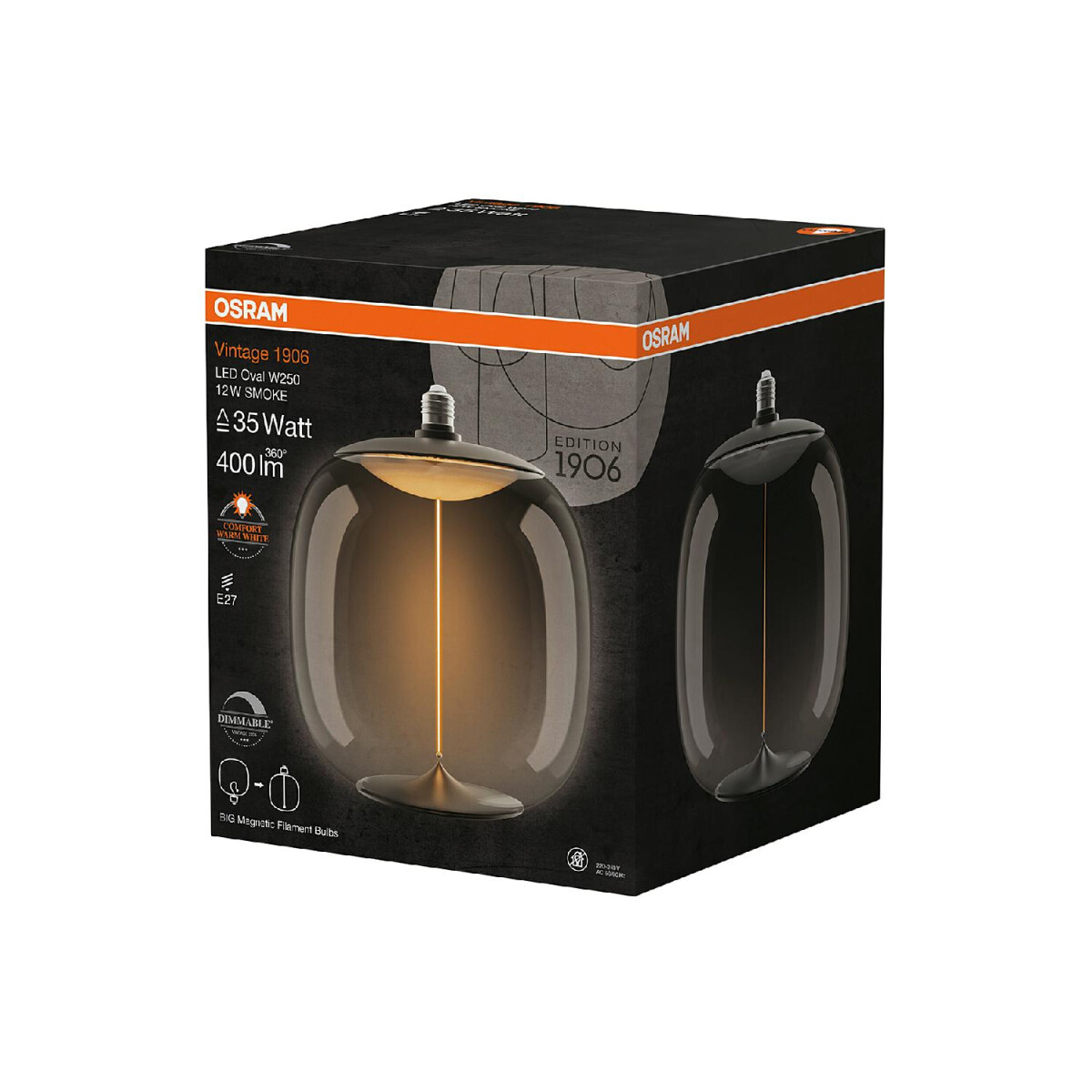 Osram 1906 LED E27 Big Oval Smoke dimmbar