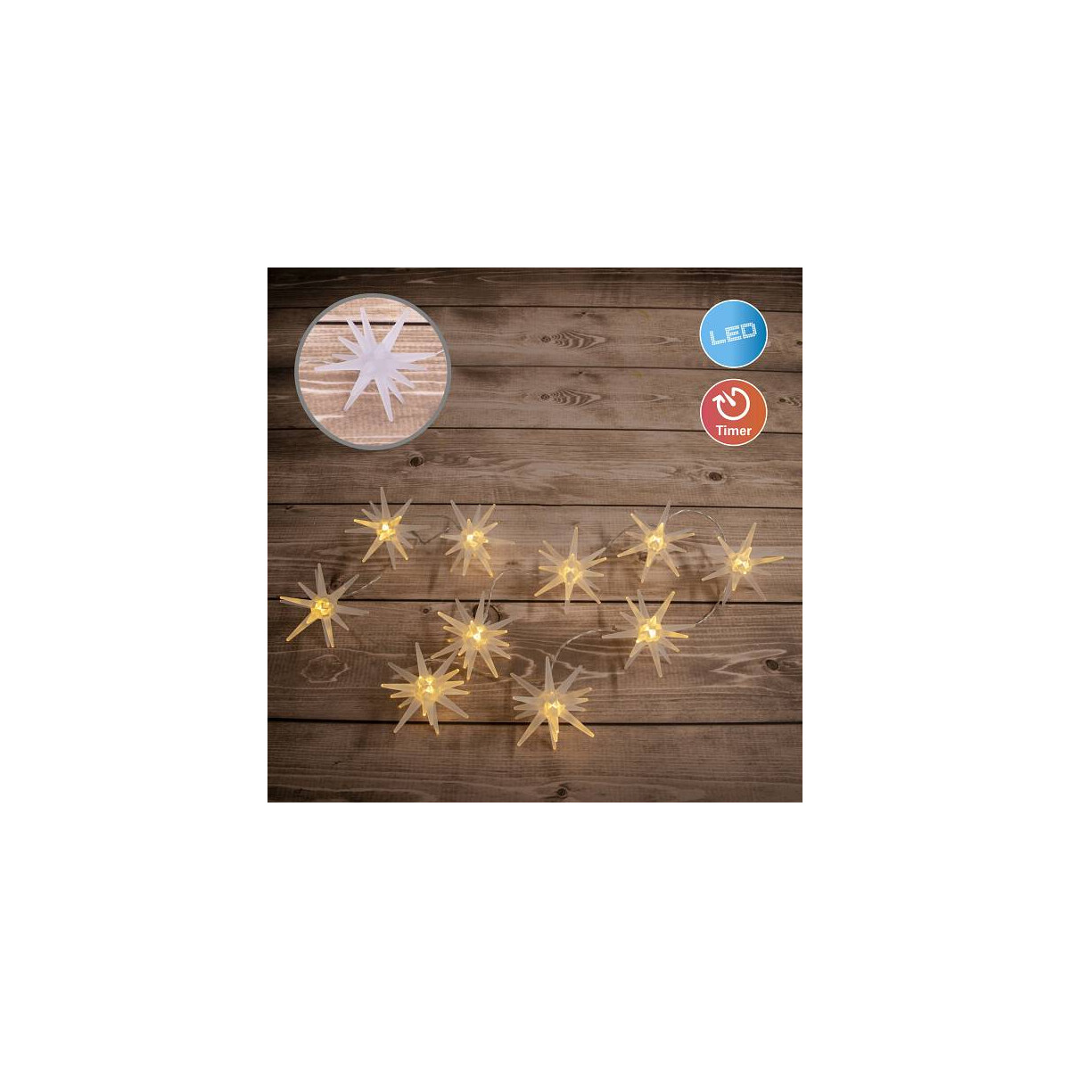 Näve 10er-LED-Lichterkette 3D-STERNE