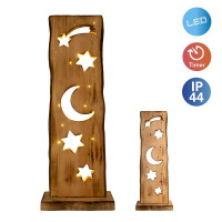Näve LED-Holz-Dekoleuchte Mond/Ster gallery