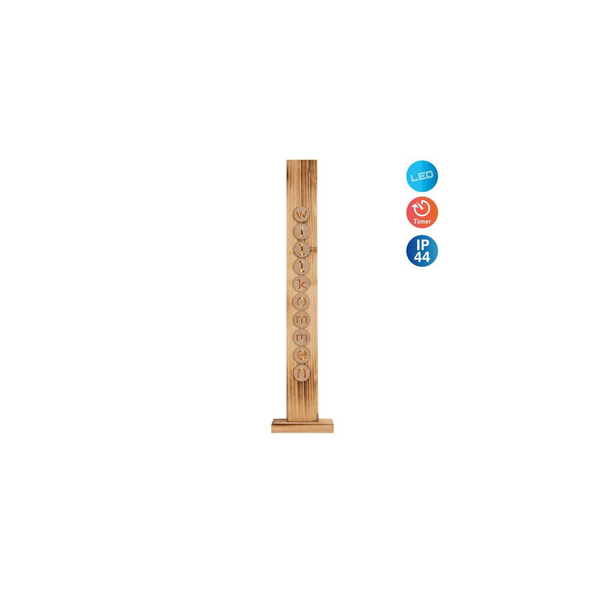 Näve LED-Holz-Dekoleuchte WILLKOMMEN
