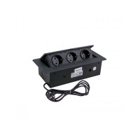 Einbausteckdose Kombibox 3x Steckdose schwarz 1,5m Kabel 2