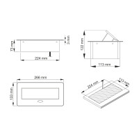 Einbausteckdose Kombibox 2x USB 2x Steckdose schwarz 3m Kabe