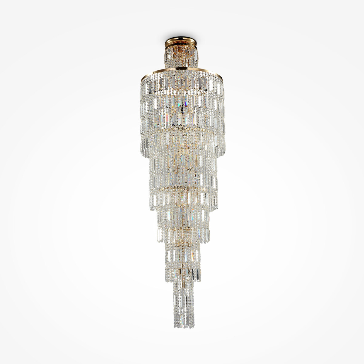 4251110009247 - Maytoni Decorative Lighting - Klassischer Kronleuchter Metallrahmen vergoldet verschiedene Kristalle excl 16 x E14 (60W)