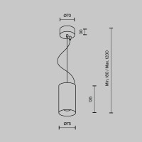 Technical Pendelleuchte Efir Aluminium Schwarz P089PL-15W3K-