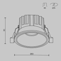 Technical Einbauleuchte Round Aluminium Schwarz DL058-12W3K-