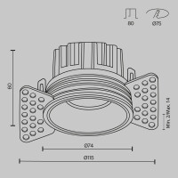 Technical Einbauleuchte Round Aluminium Weiß DL058-12W