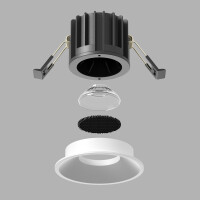 Technical Einbauleuchte Round Aluminium Weiß DL058-12W