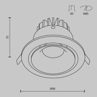 Technical Einbauleuchte Yin Aluminium Schwarz DL031-L12W4K-B