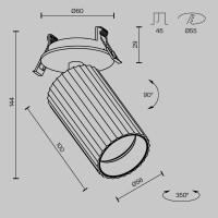 Technical Einbauleuchte Calipso Aluminium Weiß C110CL-