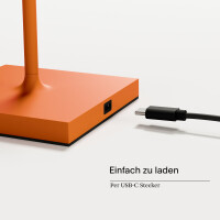 Akku-Tischleuchte Nuindie USB-C 380mm glutorange rund 2