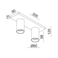 Fabas Luce Flores Deckenleuchte 3801-82-115 Schwarzchrome IP