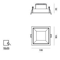 Fabas Luce Kris Symmetrisce Deckeneinbauversion mit Rahmen E
