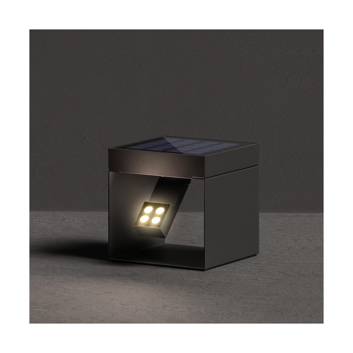 6976853441410 - Klewe Alea Qube Akku Solarleuchte graphitgrau