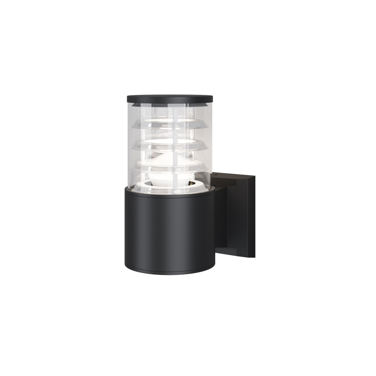 4251110058559 - Bronx Wandleuchte Aluminium schwarz rund Glasschirm 1-flammig IP65
