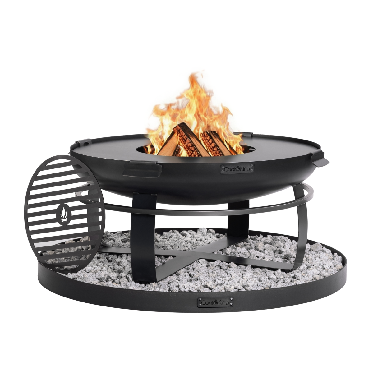 SET: Feuerschale „VIKING“ 80 cm inkl. Randdeckel, Grillplatte und Rost