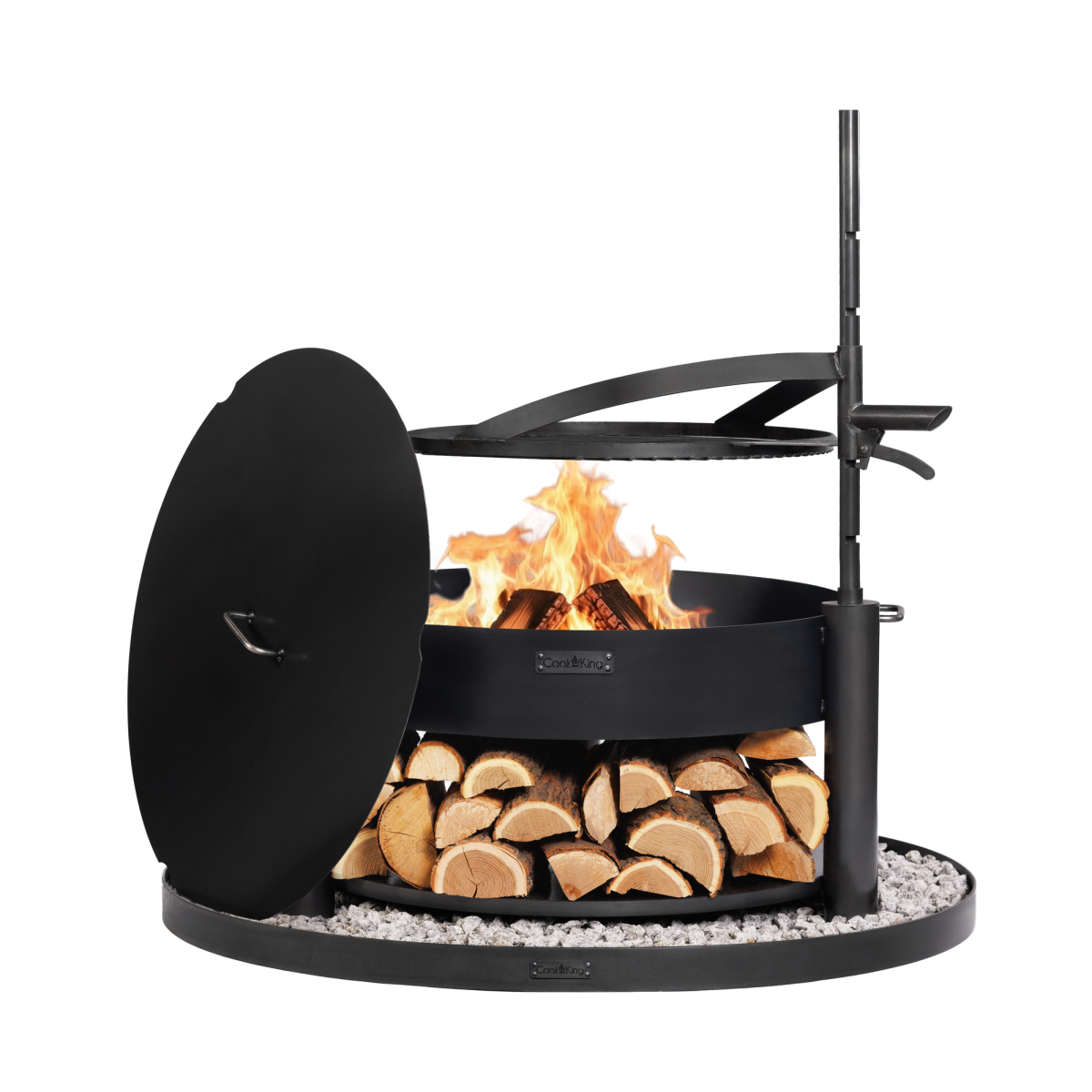 SET: Multifunktionale Feuerschale „MONTANA X“ 80 cm Grillrost und Deckel
