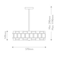Sabina 4-flammige Pendelleuchte HK-SABINA-4P-BK 7