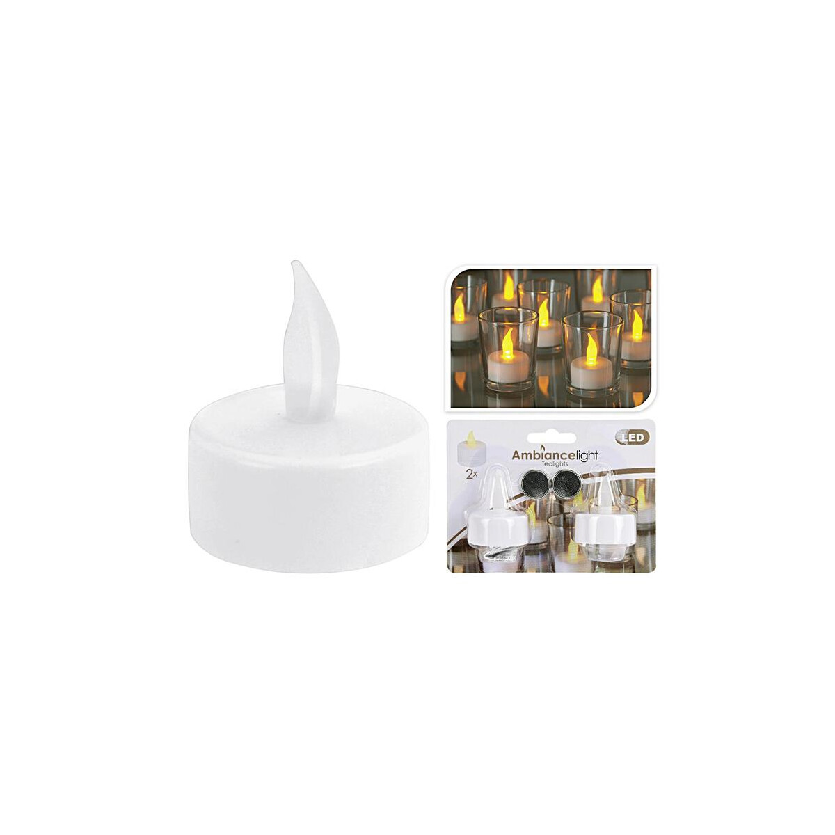2er Set LED Teelicht inkl. Batterien 4cm in weiss