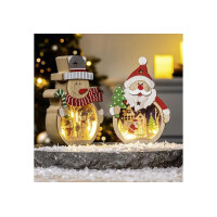 LED Schneemann aus Holz warmweiss