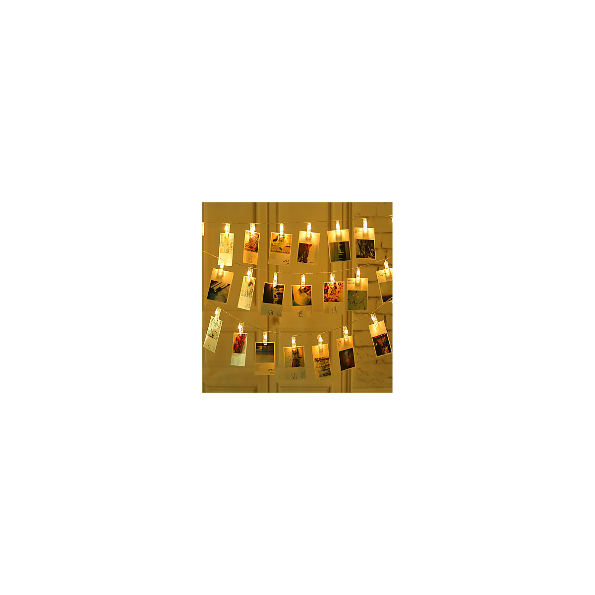 LED Lichterkette mit 20 Klammern Deko warmweiss 2m