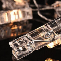 LED Lichterkette mit 20 Klammern Deko warmweiss 2m 6