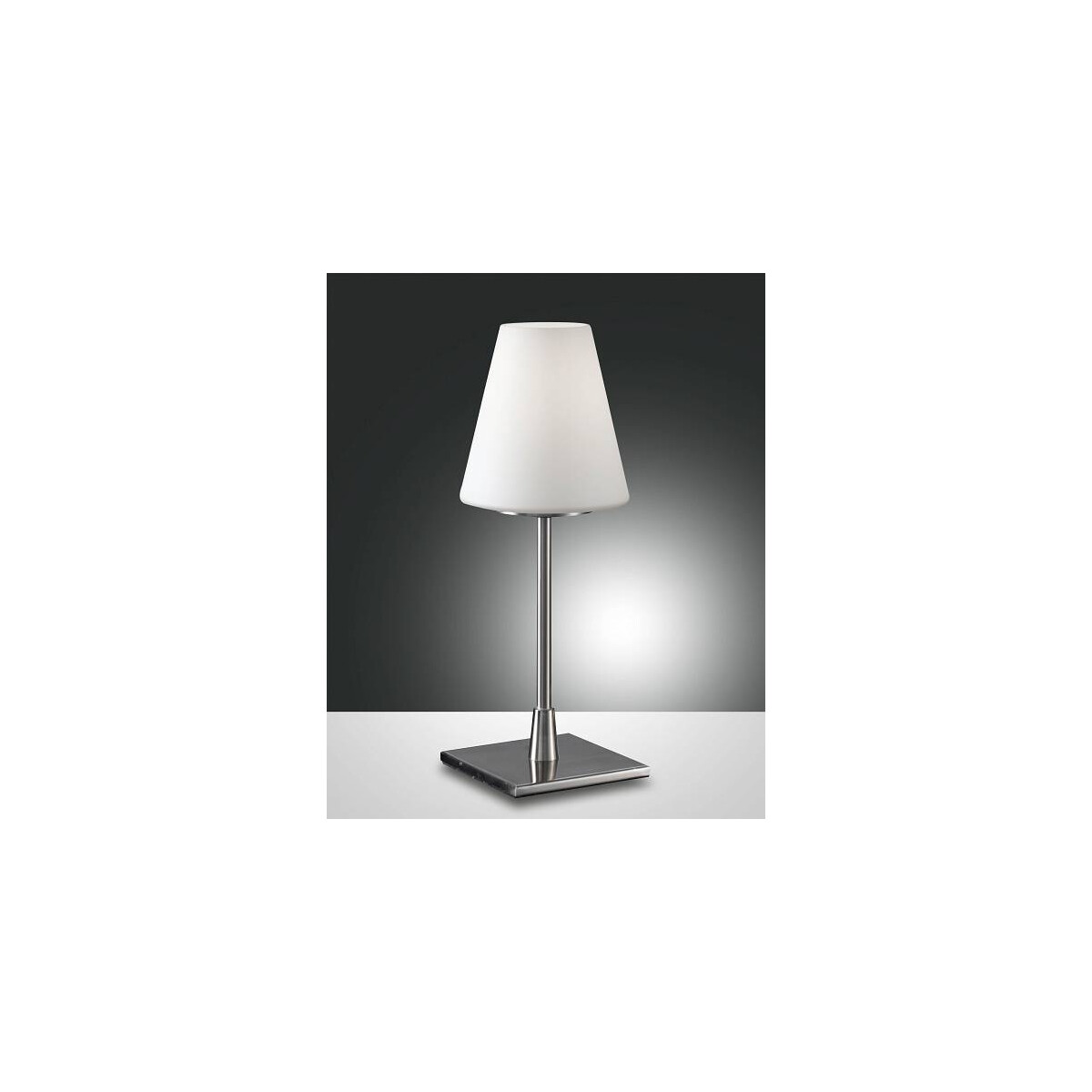 Fabas Luce Lucy big Tischleuchte E14 1X60W Metall und geblasenes Glas Nickel satiniert