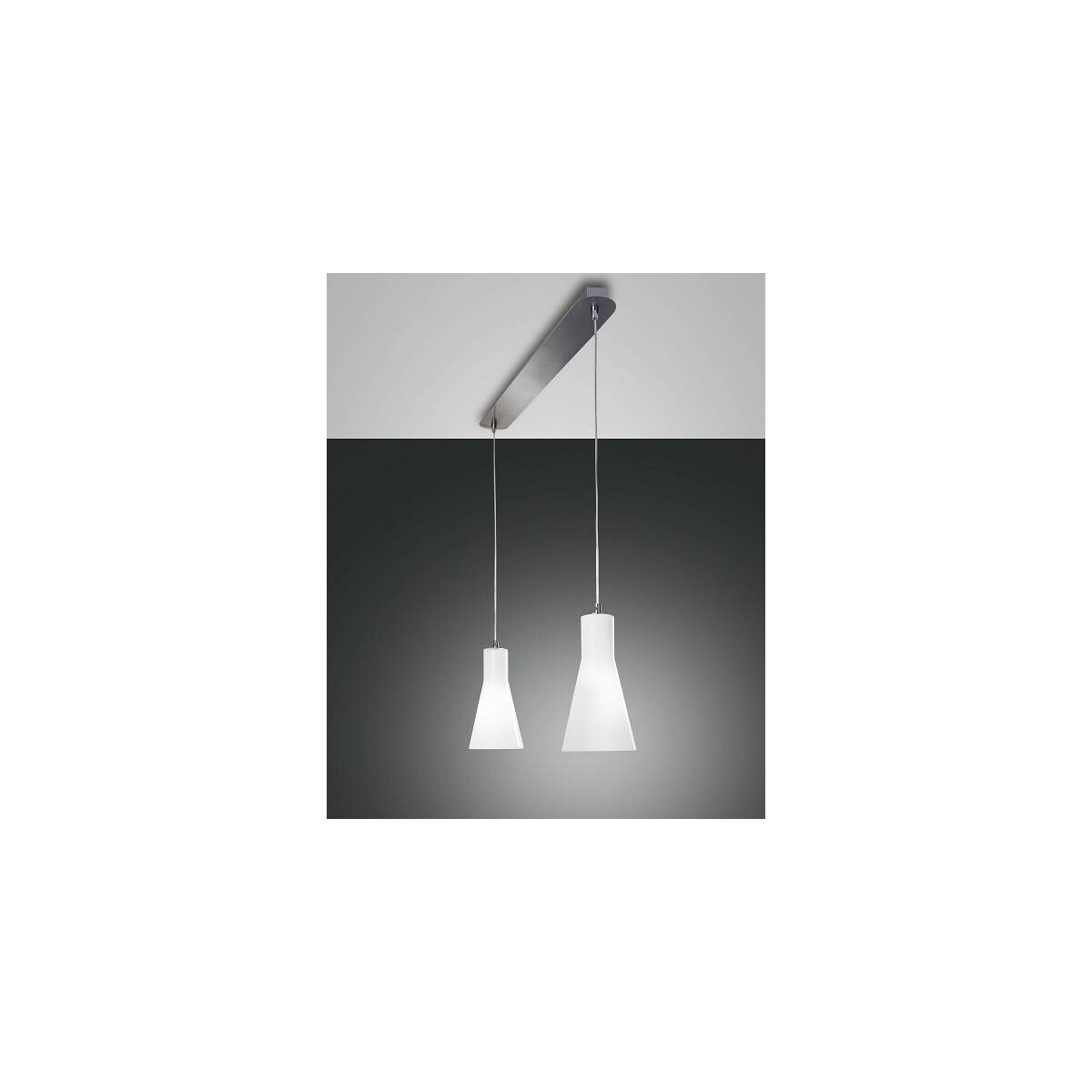Fabas Luce Diana Pendelleuchte E27 2X60W Metall und geblasenes Glas Verchromt