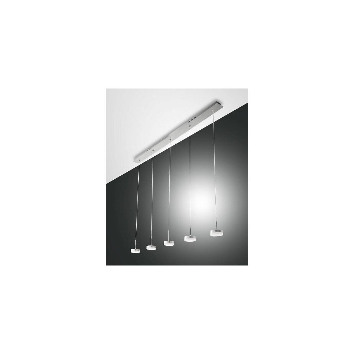 Fabas Luce Dunk Pendelleuchte LED 5x8W Metall- und Methacrylat Aluminium gebuerstet