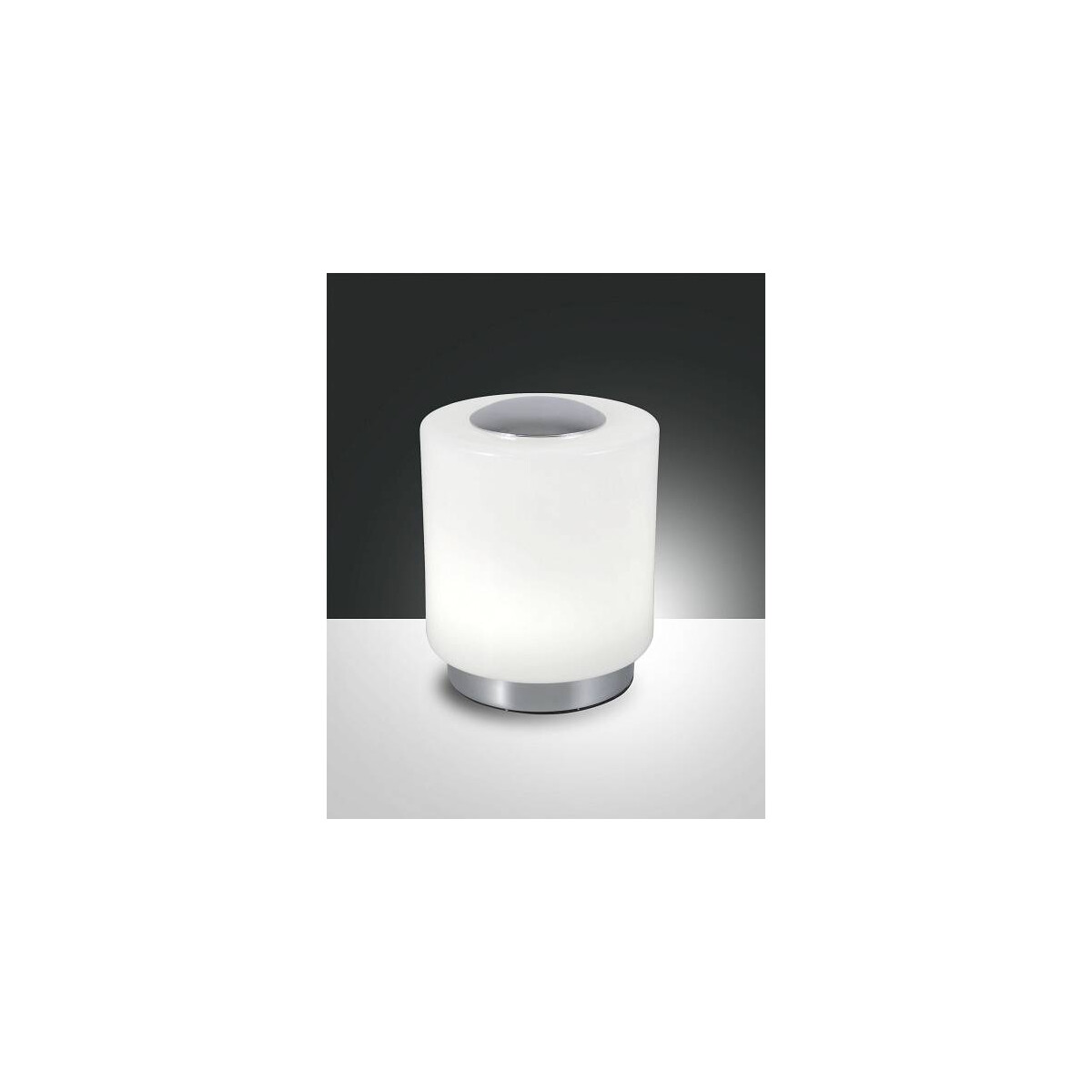 Fabas Luce Simi Tischleuchte LED 1x8W Metall und geblasenes Glas Verchromt