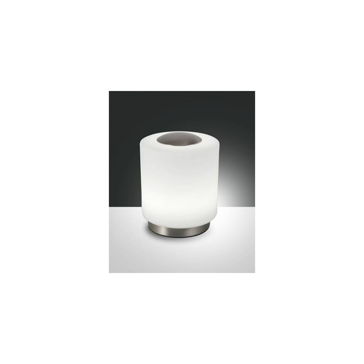 Fabas Luce Simi Tischleuchte LED 1x8W Metall und geblasenes Glas Nickel satiniert