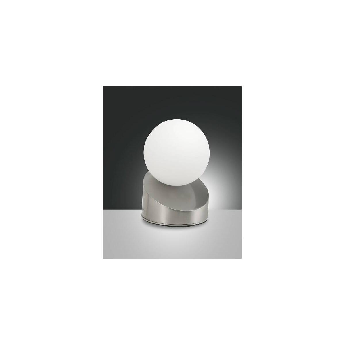 Fabas Luce Gravity Tischleuchte LED 1x5W Metall und geblasenes Glas Nickel satiniert