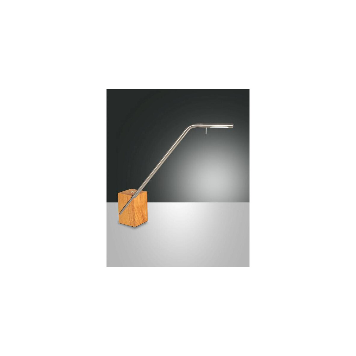 Fabas Luce Viktor Tischleuchte LED 1x7W Metall und Holz Nickel satiniert